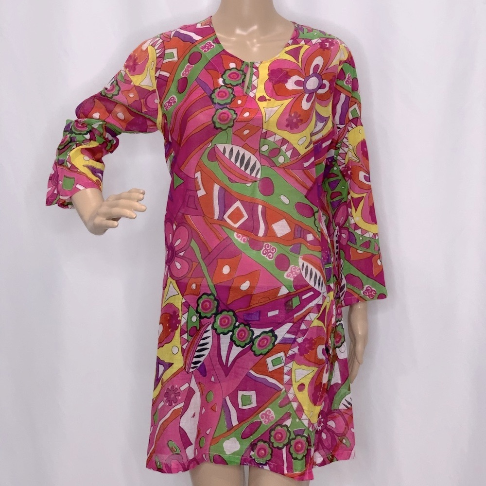 TUNIC ABSTRACT COLORFUL TUNIC COVER-UP SUNDRESS